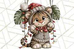 Jungle Christmas Clipart, Christmas Jungle Animals PNG Product Image 3