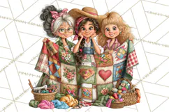 Patchwork Village Clipart PNG, Quilting Seamstress Quilt Product Image 3