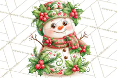 Patterned Snowman Christmas Clipart PNG Product Image 3