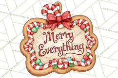 Gingerbread Christmas Signs PNG, Cute Christmas Sayings Product Image 3