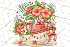 Tropical Christmas Beach Clipart PNG, Christmas Beach Decor Product Image 3