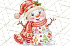Patterned Snowman Christmas Clipart PNG Product Image 4