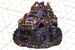 Christmas Monster Truck Clipart PNG Product Image 4