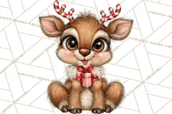 Peppermint Pals Christmas Animal Clipart PNG, Cute Candy Product Image 5