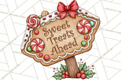 Gingerbread Christmas Signs PNG, Cute Christmas Sayings Product Image 5