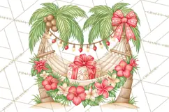 Tropical Christmas Beach Clipart PNG, Christmas Beach Decor Product Image 5