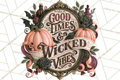 Retro Halloween Sign Clipart PNG Product Image 5