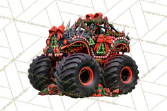 Christmas Monster Truck Clipart PNG Product Image 5