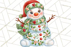 Patterned Snowman Christmas Clipart PNG Product Image 5