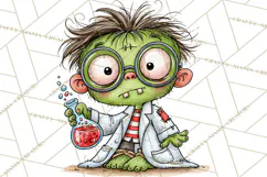 Zombie Hollow Cute Zombie Halloween Clipart PNG Product Image 5
