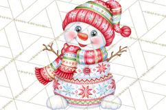 Patterned Snowman Christmas Clipart PNG Product Image 2