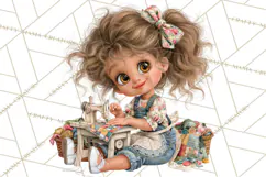 Patchwork Village Clipart PNG, Quilting Seamstress Quilt Product Image 2