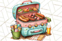 Girls Back Yard Barbecue Girly Grilling BBQ Clipart Product Image 5