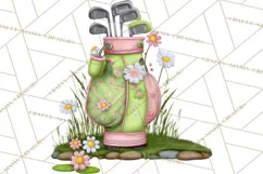 Whimsical Country Club Golf Clipart Argyle PNG Product Image 5
