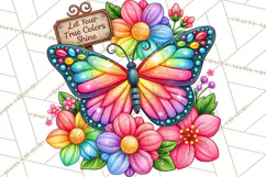 Colorful Butterfly Inspirational Clipart PNG, Floral Png Product Image 2