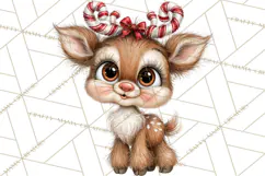 Peppermint Pals Christmas Animal Clipart PNG, Cute Candy Product Image 2