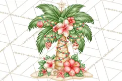 Tropical Christmas Beach Clipart PNG, Christmas Beach Decor Product Image 2