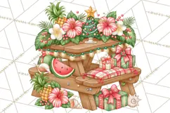 Tropical Christmas Beach Clipart PNG, Christmas Beach Decor Product Image 3