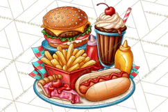 Retro Diner Clipart PNG 1950s Vintage Food Jukebox Product Image 4
