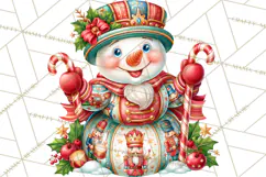Patterned Snowman Christmas Clipart PNG Product Image 3