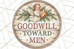 Religious Christmas Nativity Round Sign Clipart PNG Product Image 4