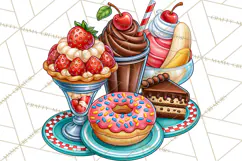 Retro Diner Clipart PNG 1950s Vintage Food Jukebox Product Image 5
