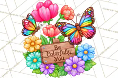 Colorful Butterfly Inspirational Clipart PNG, Floral Png Product Image 4