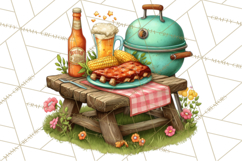 Girls Back  Yard Barbecue Girly Grilling BBQ Clipart Product Image 3