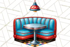 Retro Diner Clipart PNG 1950s Vintage Food Jukebox Product Image 2