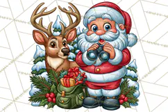 Christmas Hunting Clipart Santa Deer PNG Product Image 4