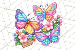 Colorful Butterfly Inspirational Clipart PNG, Floral Png Product Image 5