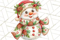 Patterned Snowman Christmas Clipart PNG Product Image 5
