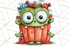 Zombie Hollow Cute Zombie Halloween Clipart PNG Product Image 5