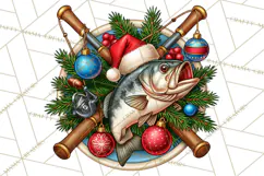 Christmas Fishing Clipart PNG Product Image 4