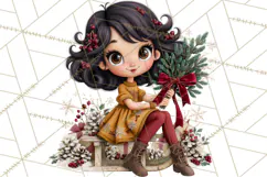 Whimsical Christmas Girls PNG Clipart, Holiday Characters Product Image 5