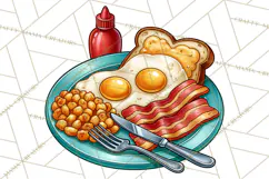 Retro Diner Clipart PNG 1950s Vintage Food Jukebox Product Image 5