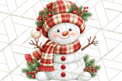 Patterned Snowman Christmas Clipart PNG Product Image 2