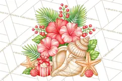 Tropical Christmas Beach Clipart PNG, Christmas Beach Decor Product Image 2