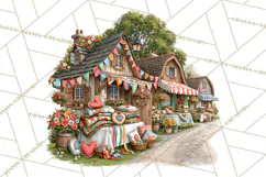 Patchwork Village Clipart PNG, Quilting Seamstress Quilt Product Image 2