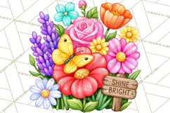Colorful Butterfly Inspirational Clipart PNG, Floral Png Product Image 4