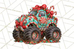 Christmas Monster Truck Clipart PNG Product Image 4