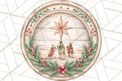 Religious Christmas Nativity Round Sign Clipart PNG Product Image 4