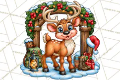 Christmas Hunting Clipart Santa Deer PNG Product Image 3