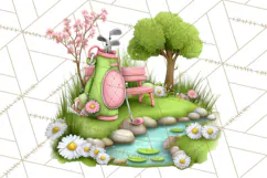 Whimsical Country Club Golf Clipart Argyle PNG Product Image 3