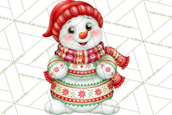 Patterned Snowman Christmas Clipart PNG Product Image 5