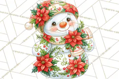 Patterned Snowman Christmas Clipart PNG Product Image 3