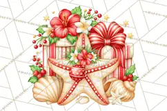 Tropical Christmas Beach Clipart PNG, Christmas Beach Decor Product Image 3