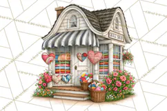 Patchwork Village Clipart PNG, Quilting Seamstress Quilt Product Image 3