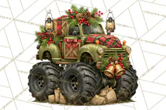 Christmas Monster Truck Clipart PNG Product Image 3