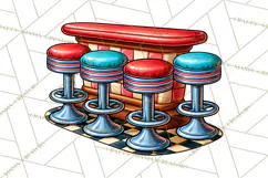 Retro Diner Clipart PNG 1950s Vintage Food Jukebox Product Image 2